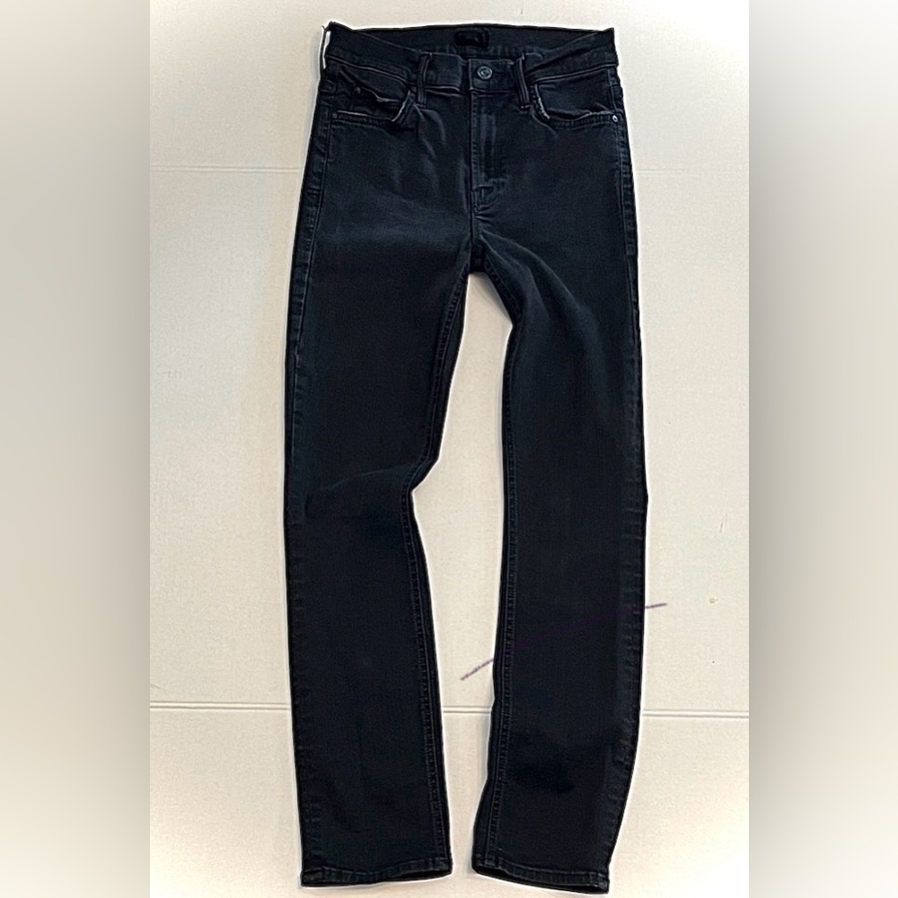 MOTHER THE MID RISE DAZZLER ANKLE BLACK JEANS IN NOT GUILY WASH SIZE 25